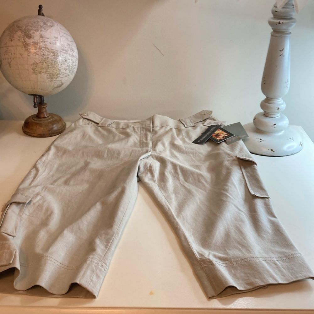 NWT DALIA COLLECTION 10P Linen Blend Pants Cargo Shorts